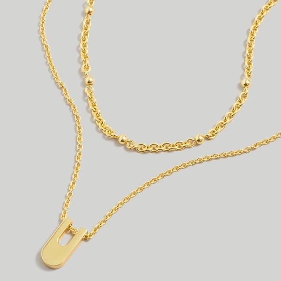 Madewell Cutout Geometric Pendant Necklace in Gold NWT 42$ - Picture 3 of 7